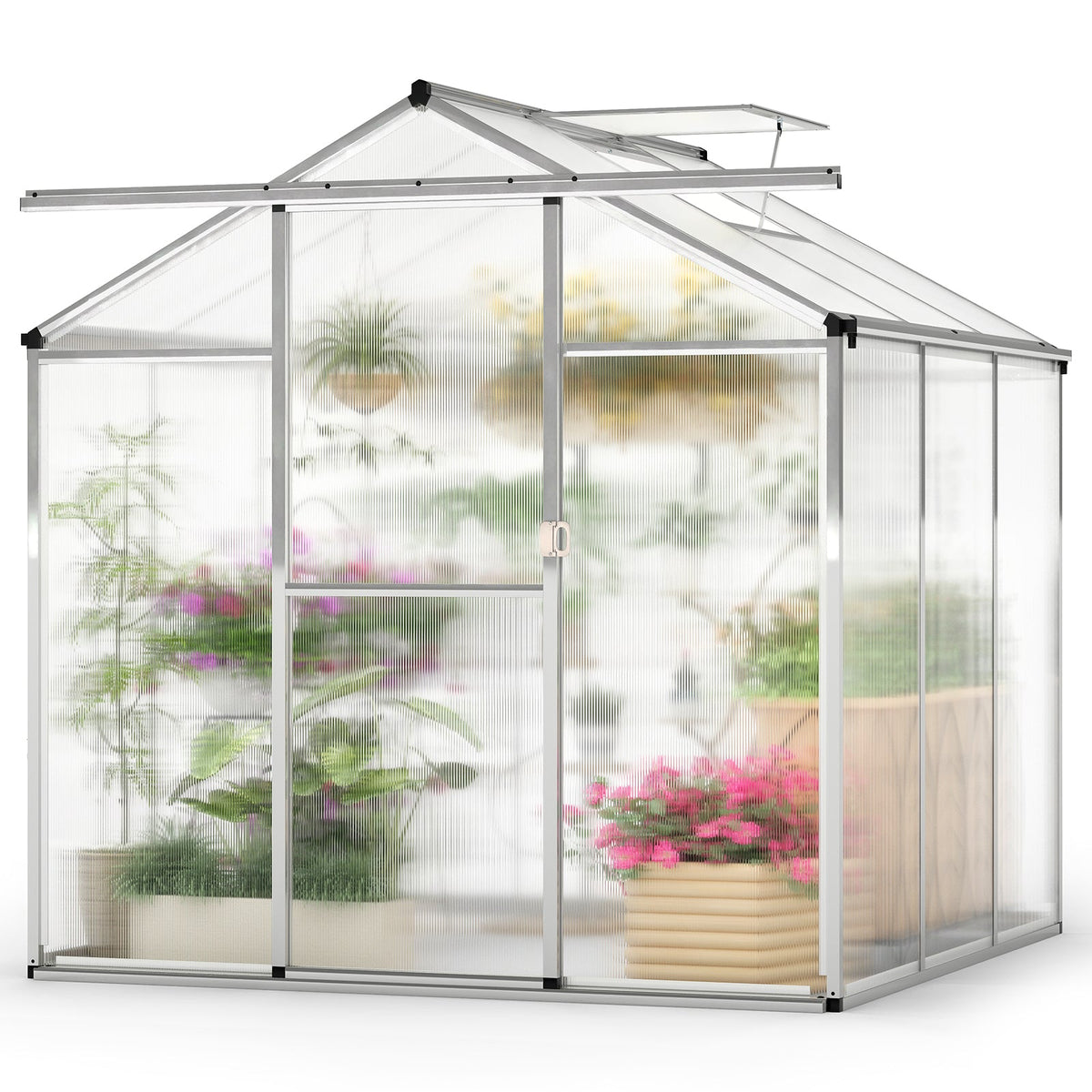 Large Walk-in Green House with Rain Gutters and Polycarbonate Panels