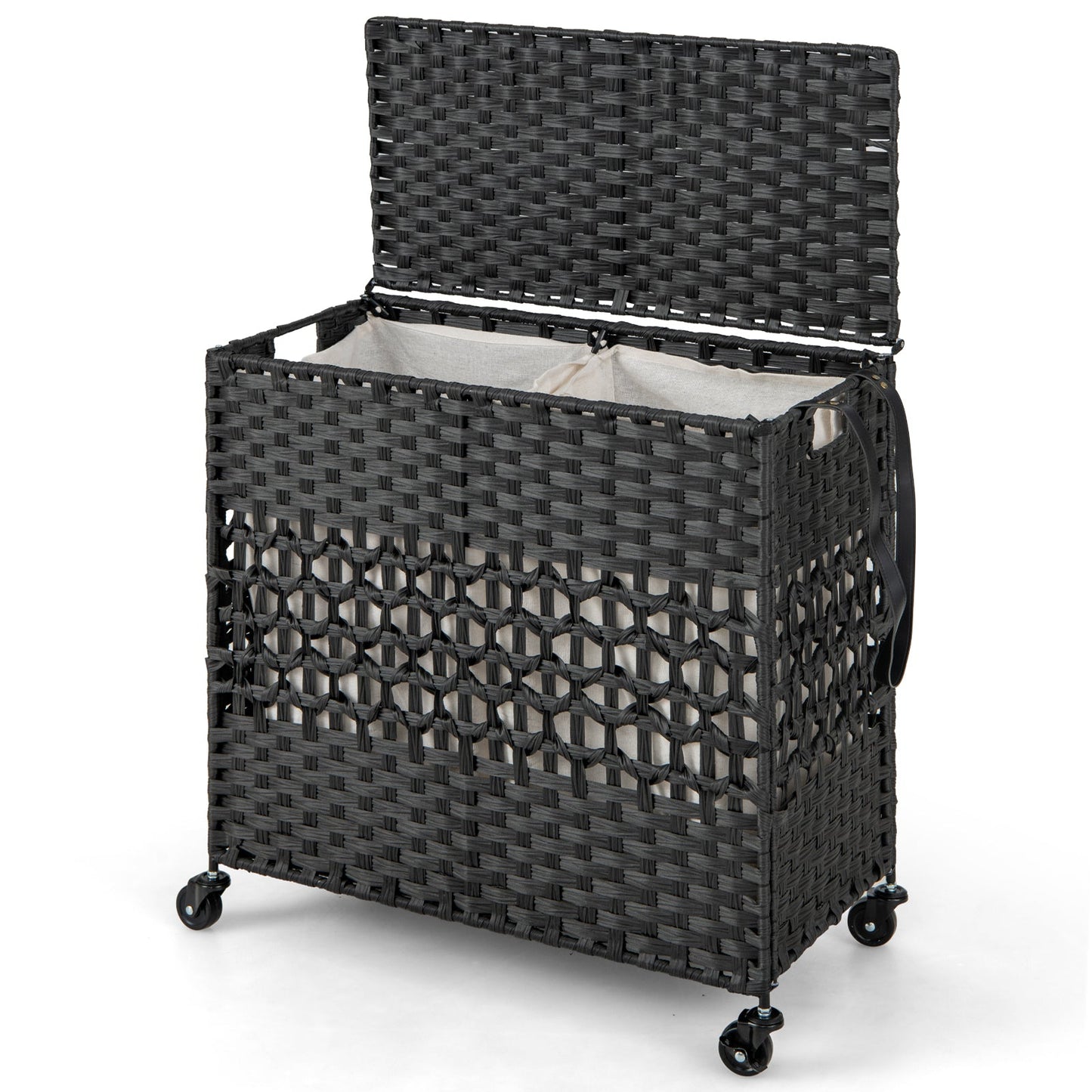 2-Section Laundry Hamper with Removable Bags, 110L