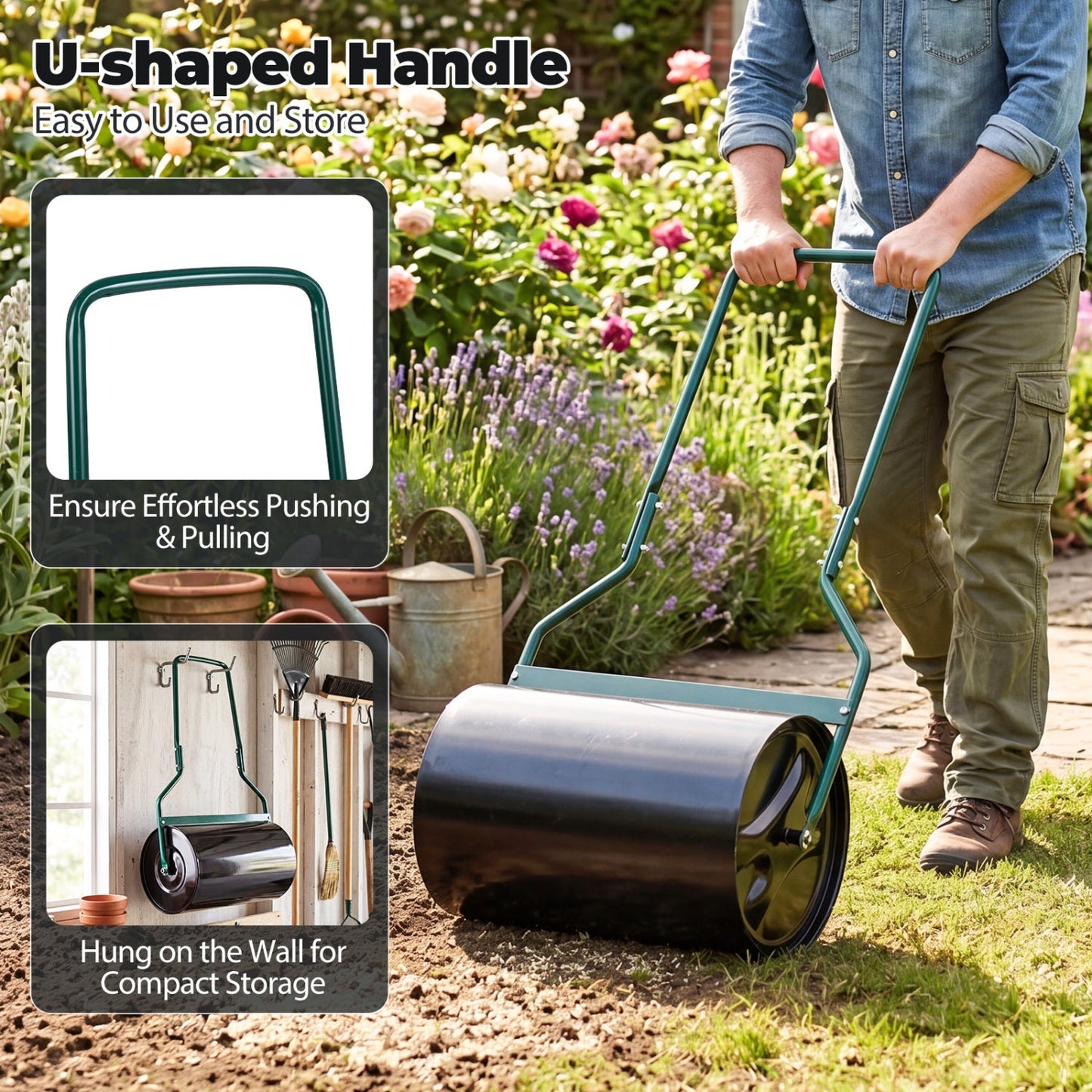 12 Gallon Lawn Roller with U-Shape Handle