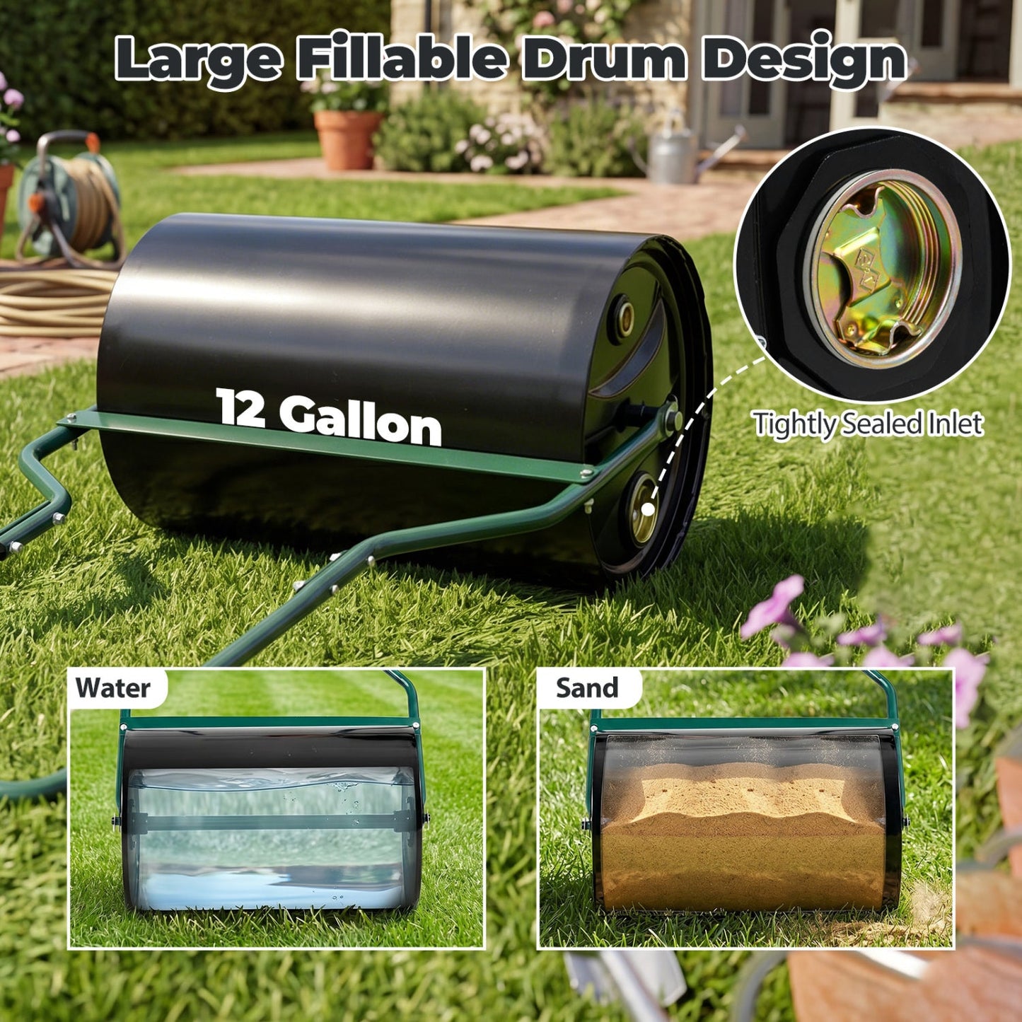 12 Gallon Lawn Roller with U-Shape Handle