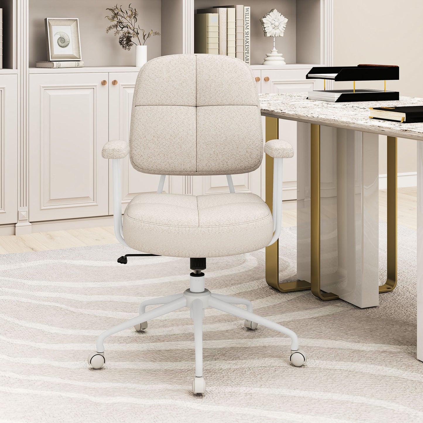 Upholstered Task Office Chair with Cushioned Back