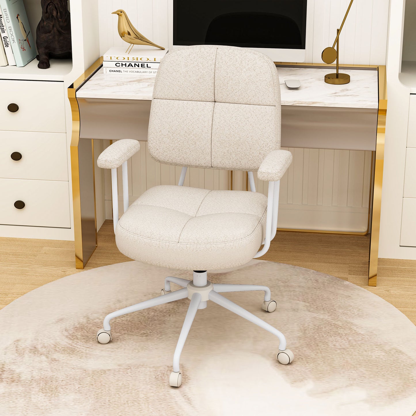 Upholstered Task Office Chair with Cushioned Back