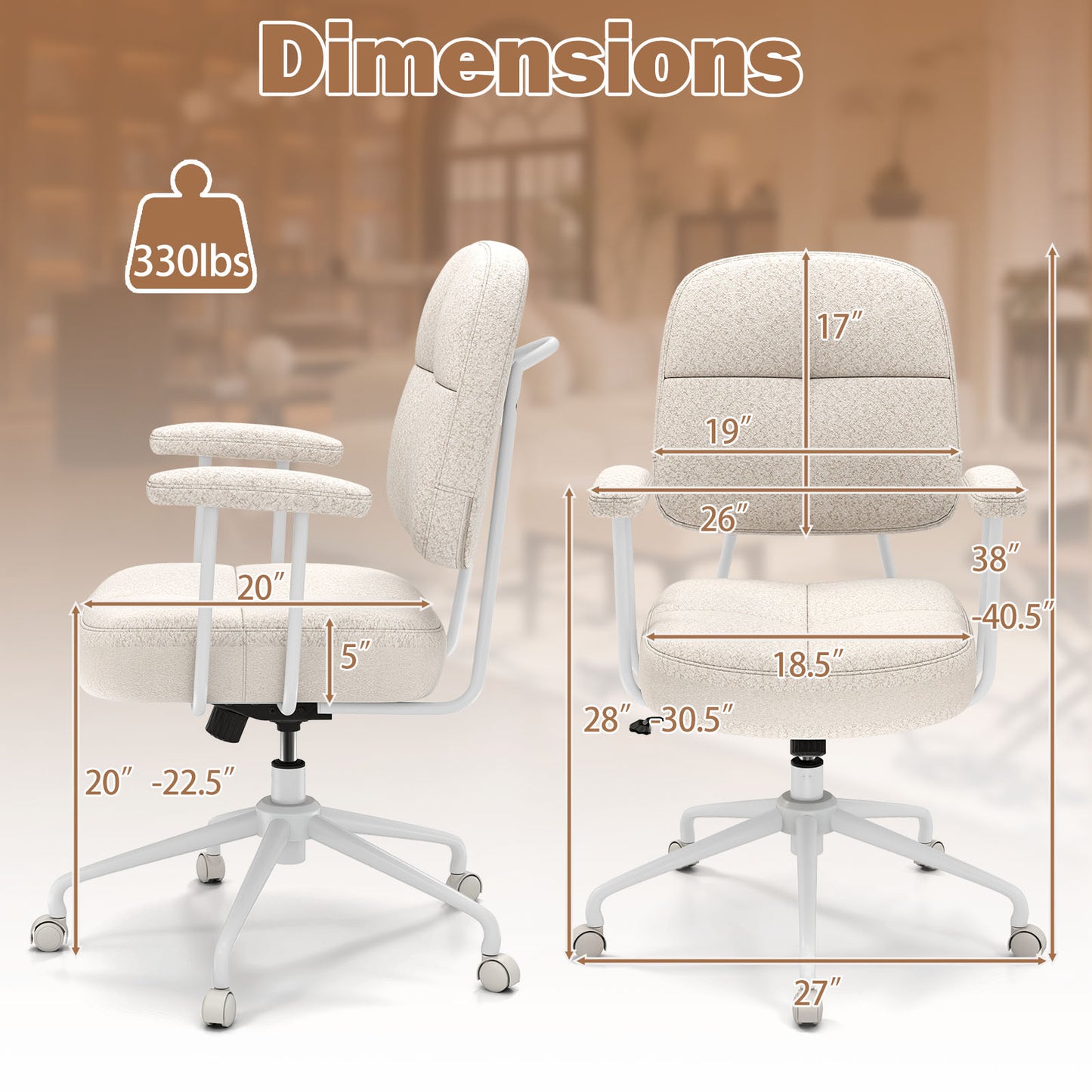 Upholstered Task Office Chair with Cushioned Back