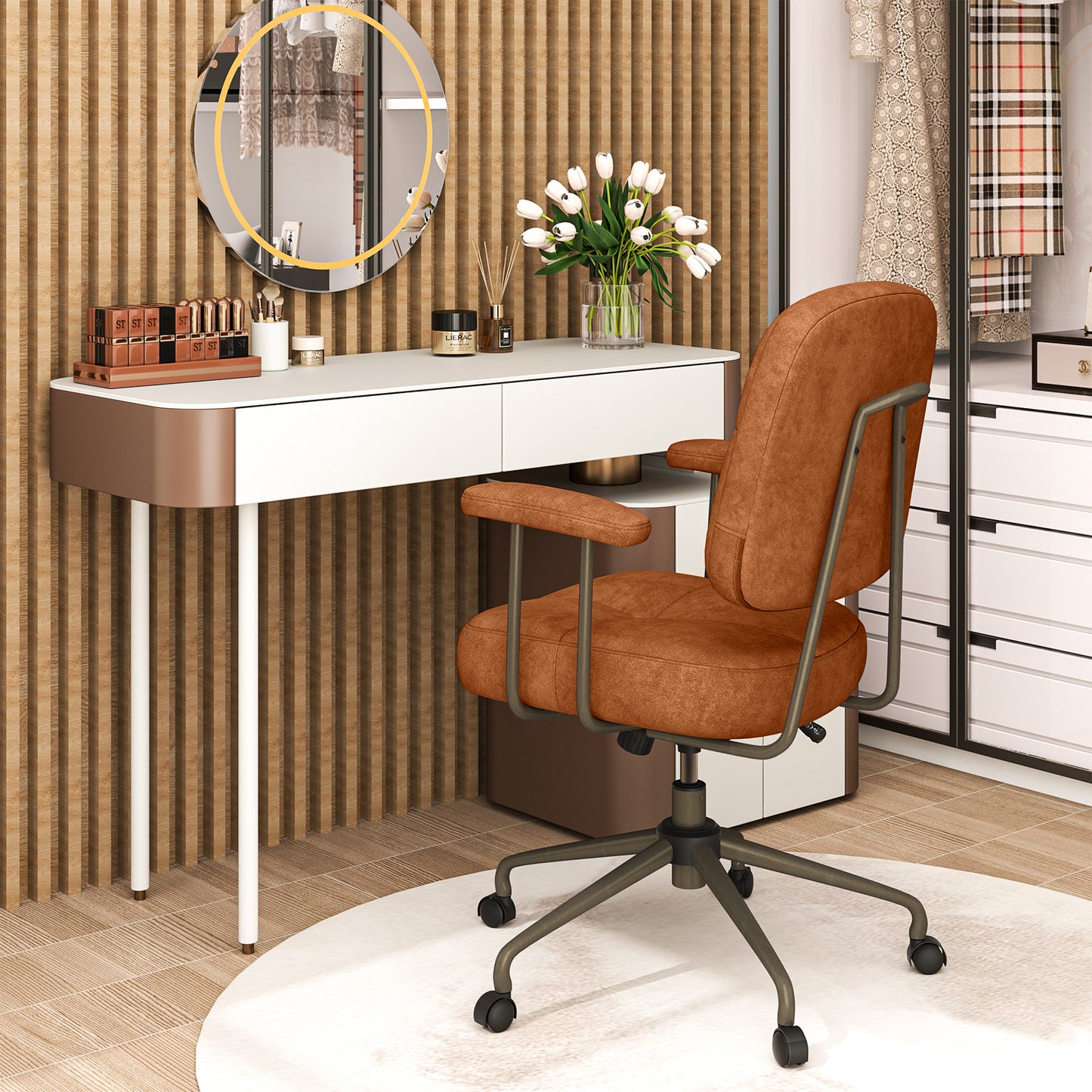 Upholstered Task Office Chair with Cushioned Back