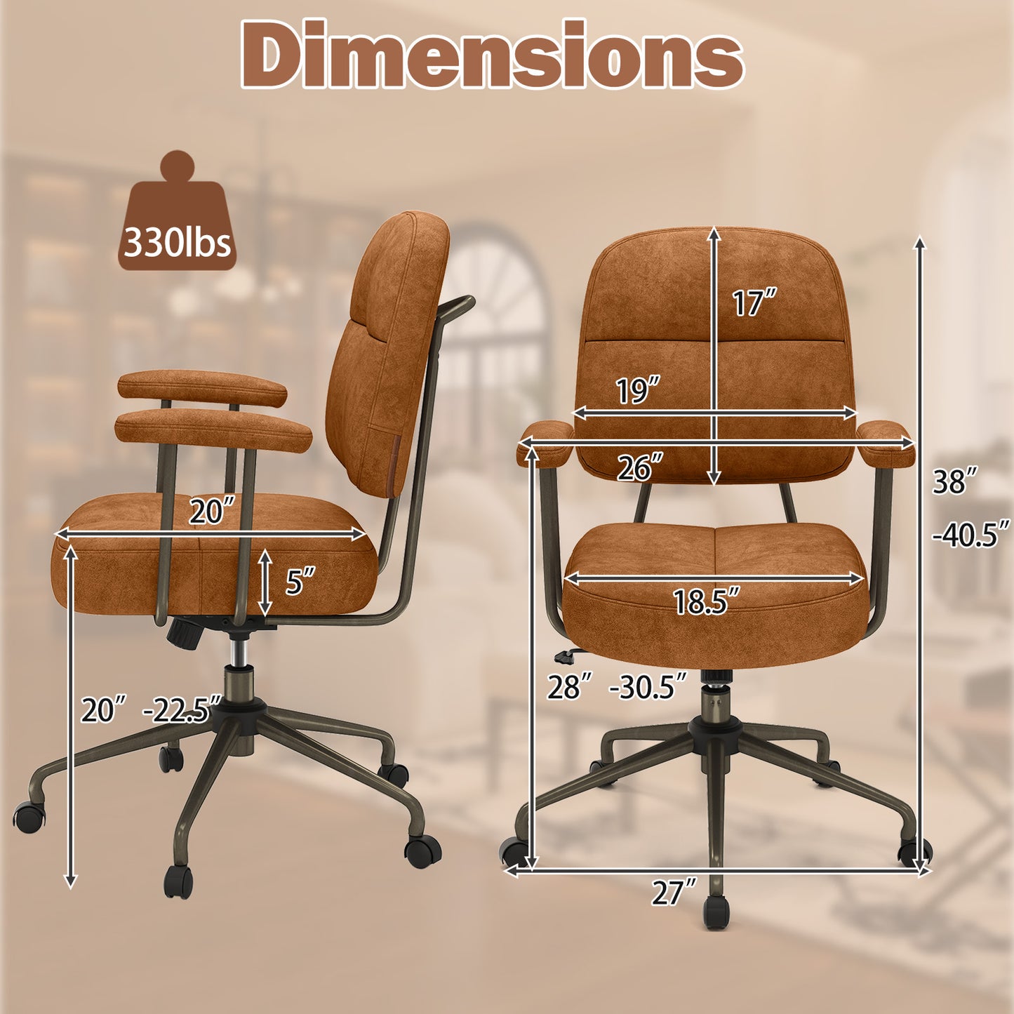 Upholstered Task Office Chair with Cushioned Back