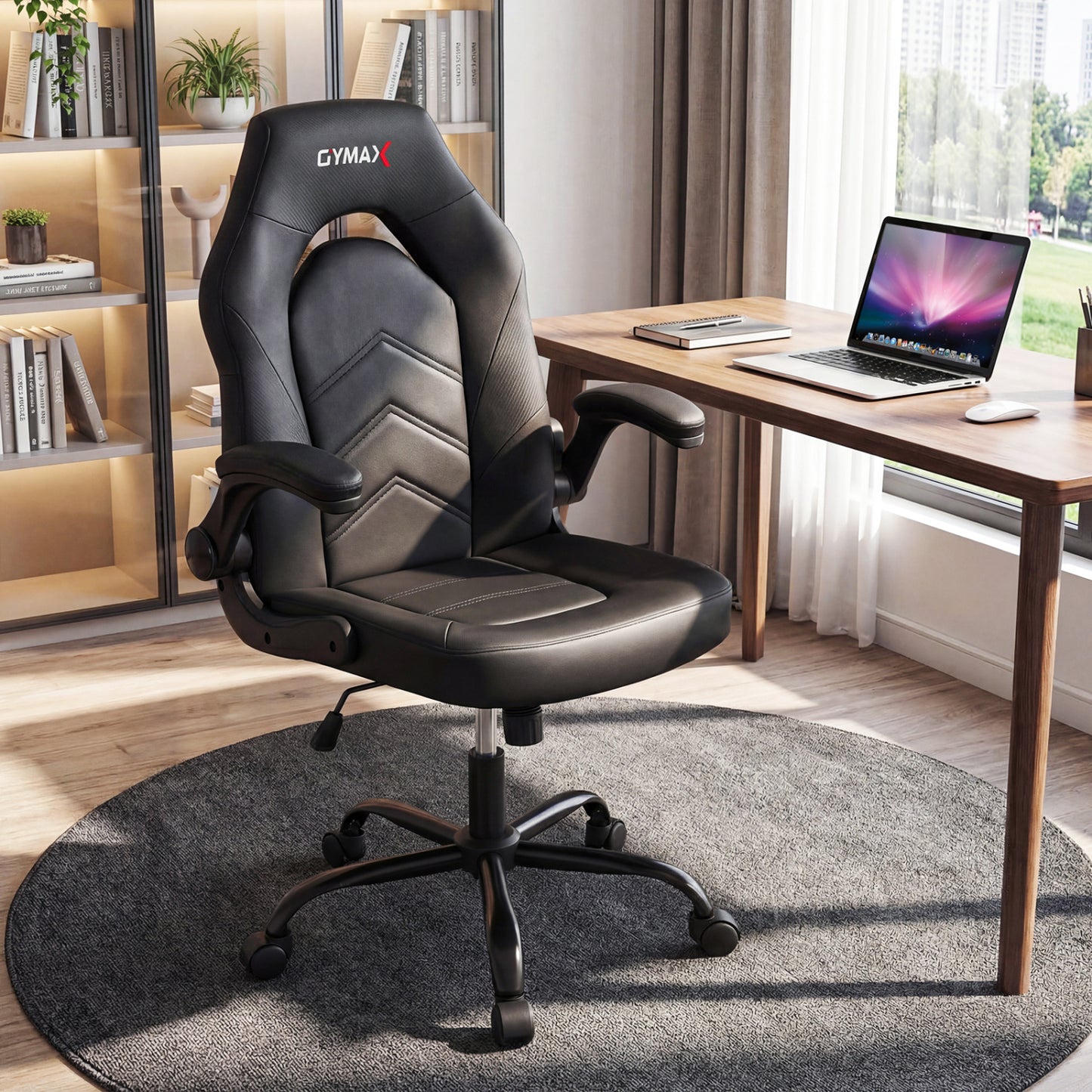 Ergonomic Office Chair with Flip-Up Armrests Black