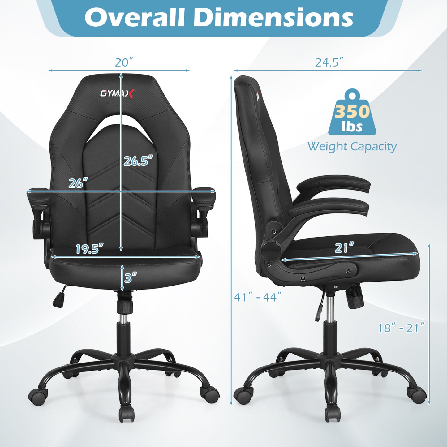 Ergonomic Office Chair with Flip-Up Armrests Black