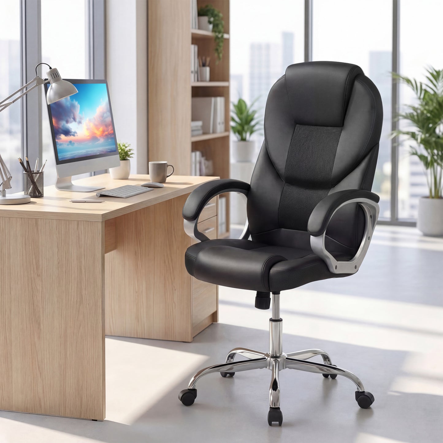 Ergonomic Mesh Executive Office Chair with Padded Armrests