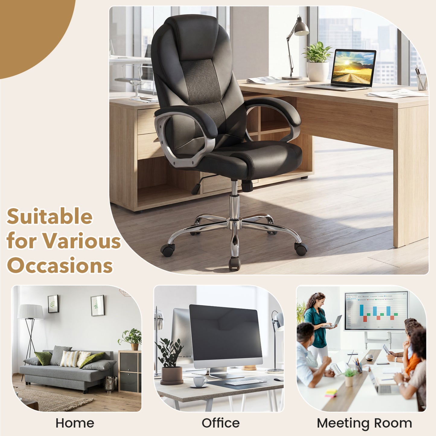 Ergonomic Mesh Executive Office Chair with Padded Armrests