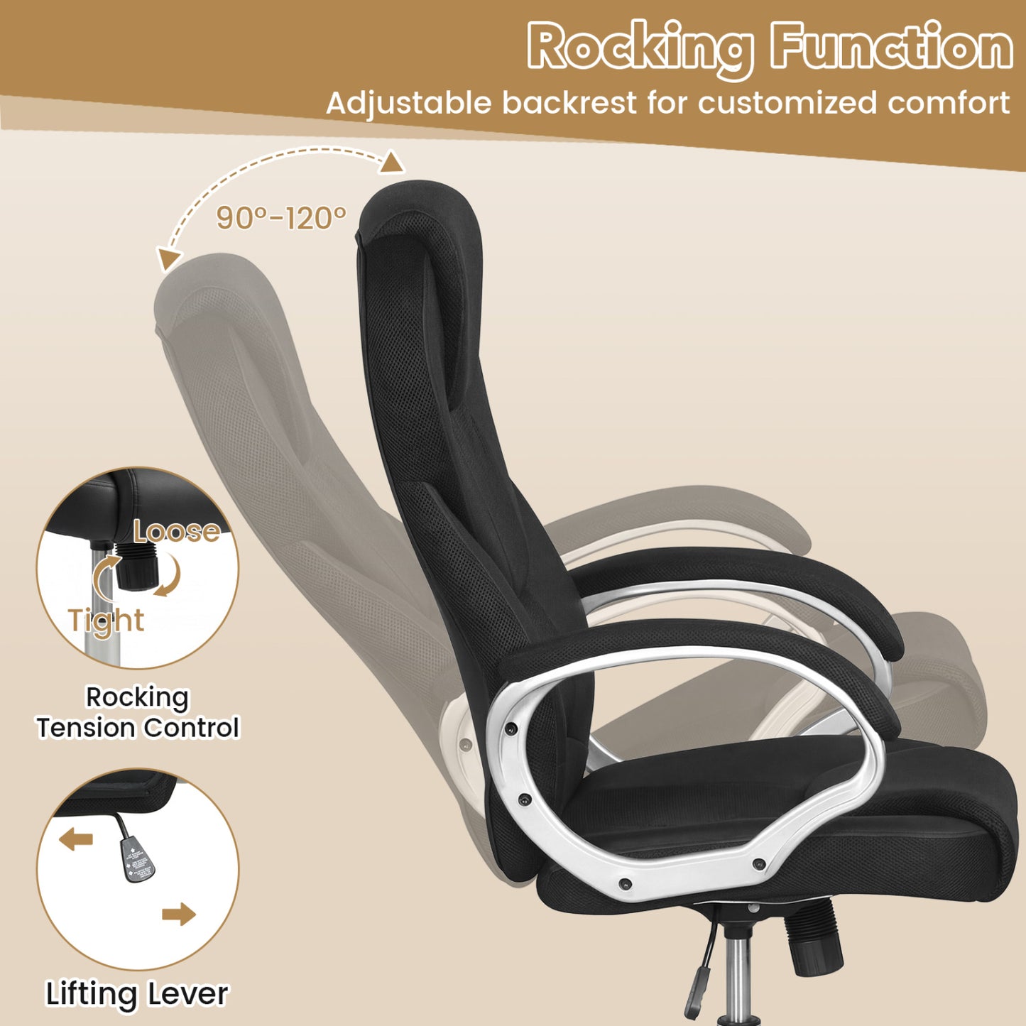 Ergonomic Mesh Executive Office Chair with Padded Armrests