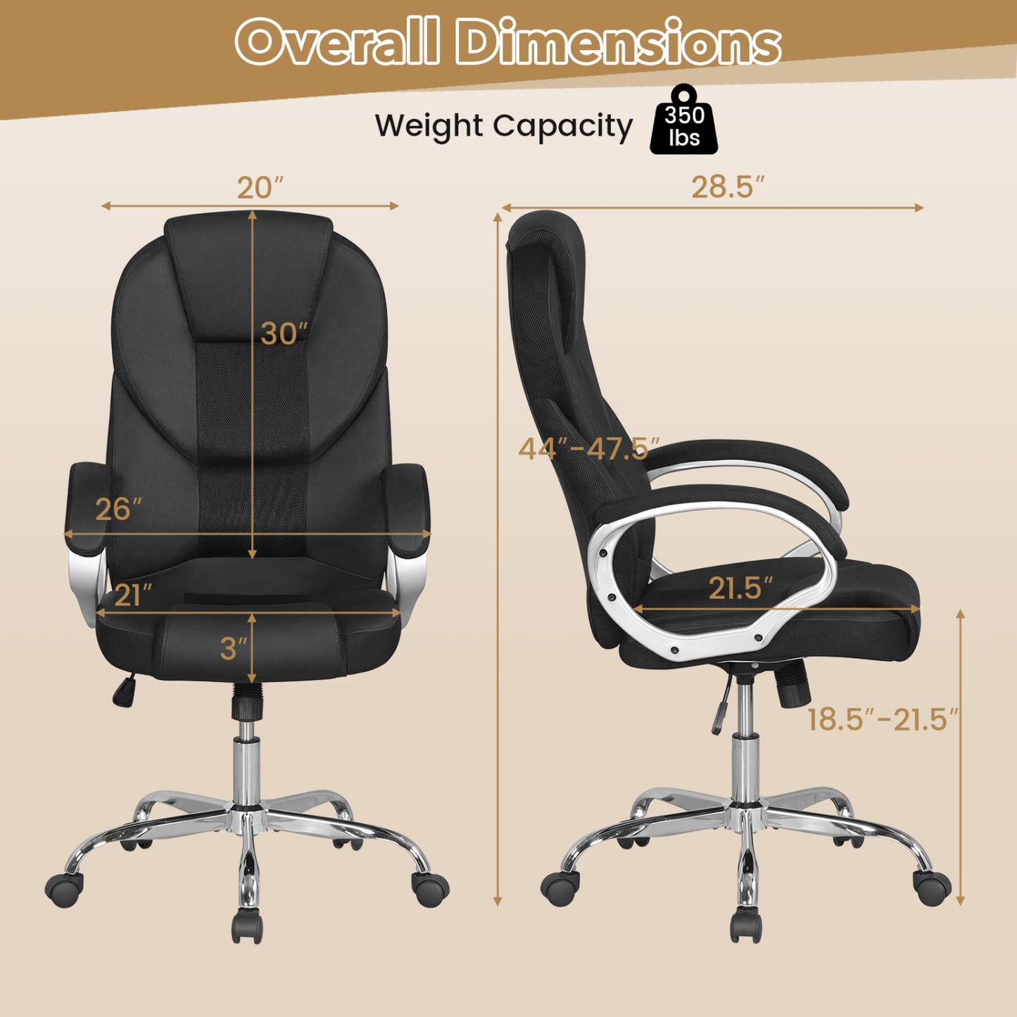 Ergonomic Mesh Executive Office Chair with Padded Armrests