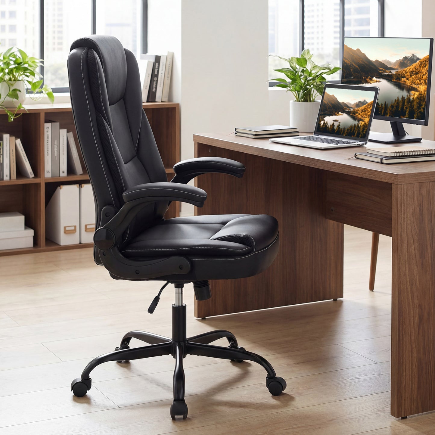 Ergonomic Office Chair with Flip-Up Armrests & Rocking