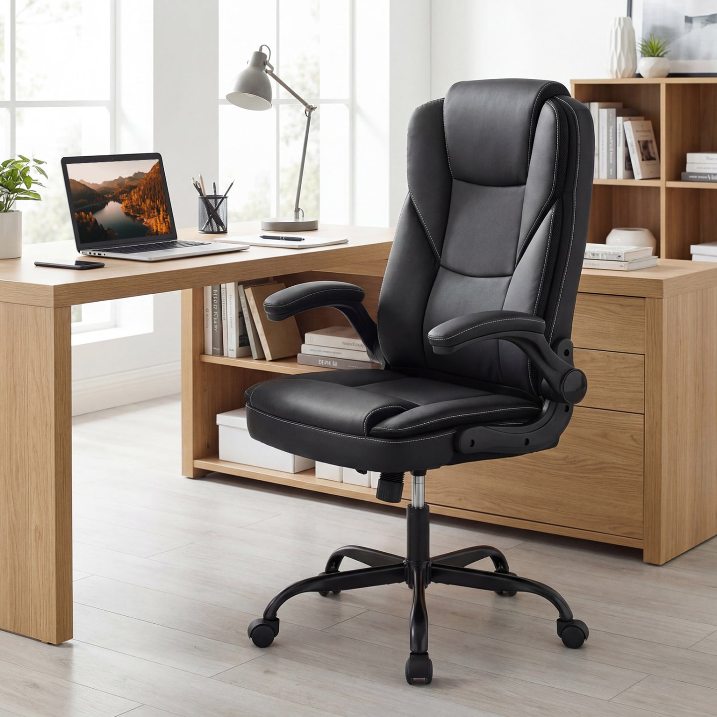 Ergonomic Office Chair with Flip-Up Armrests & Rocking