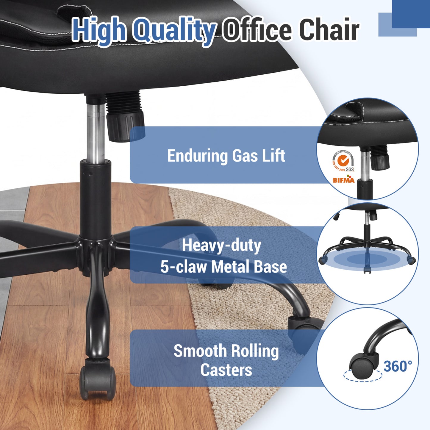 Ergonomic Office Chair with Flip-Up Armrests & Rocking