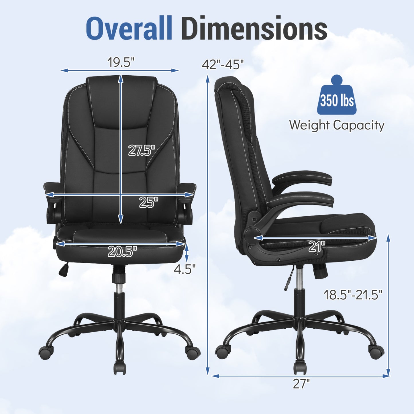 Ergonomic Office Chair with Flip-Up Armrests & Rocking