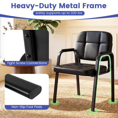 Reception Guest Chairs Set of 4 - Black Leather