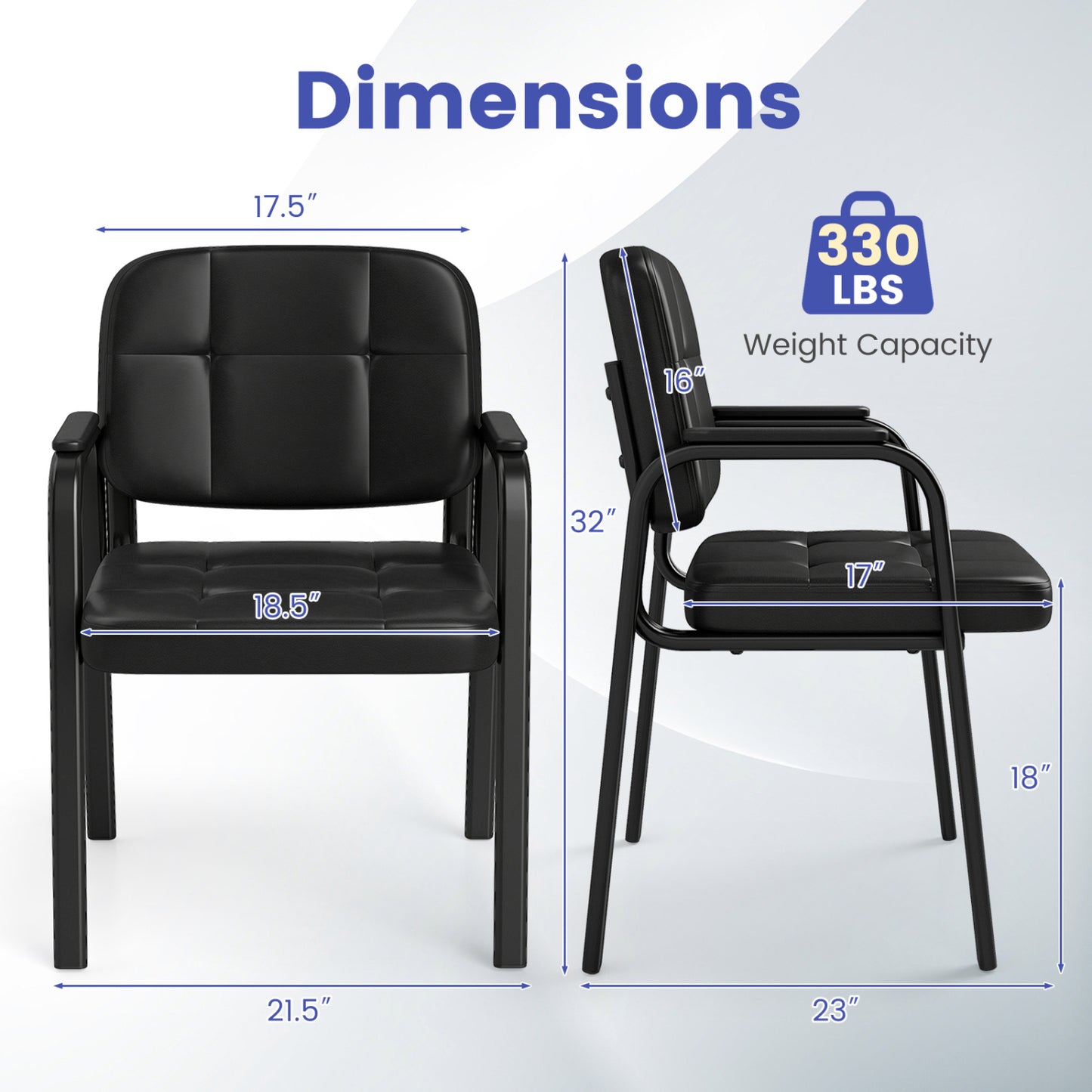 Reception Guest Chairs Set of 4 - Black Leather