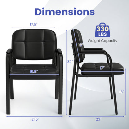 Reception Guest Chairs Set of 4 - Black Leather
