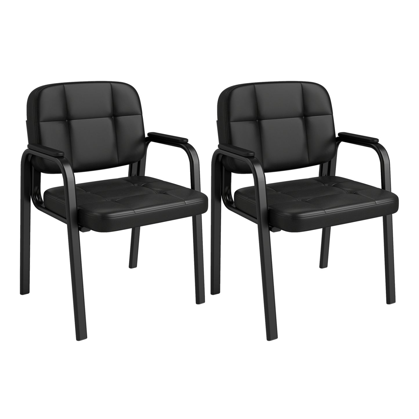 Reception Guest Chairs Set of 4 - Black Leather