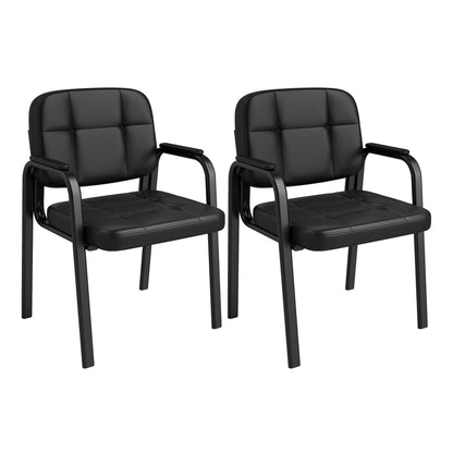 Reception Guest Chairs Set of 4 - Black Leather