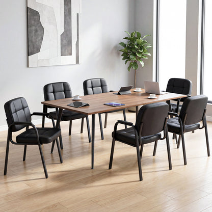 Reception Guest Chairs Set of 4 - Black Leather