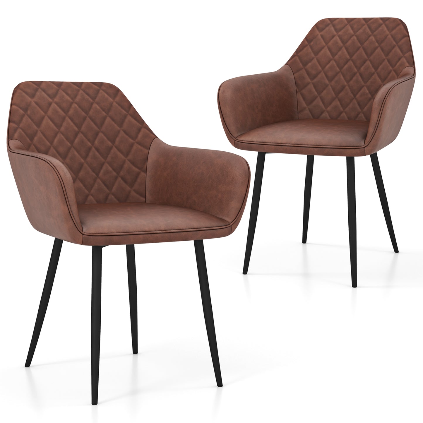 Dining Chairs Set of 2 with Curved Backrest and Wide Seat