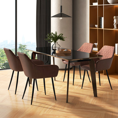 Dining Chairs Set of 2 with Curved Backrest and Wide Seat