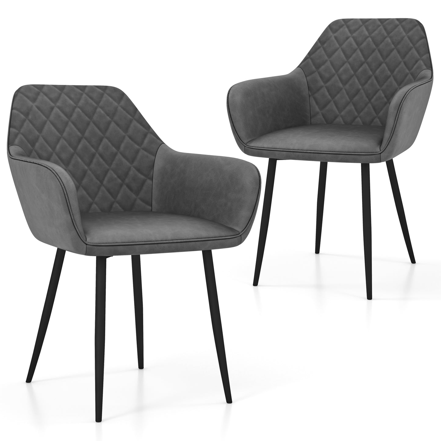 Dining Chairs Set of 2 with Curved Backrest and Wide Seat