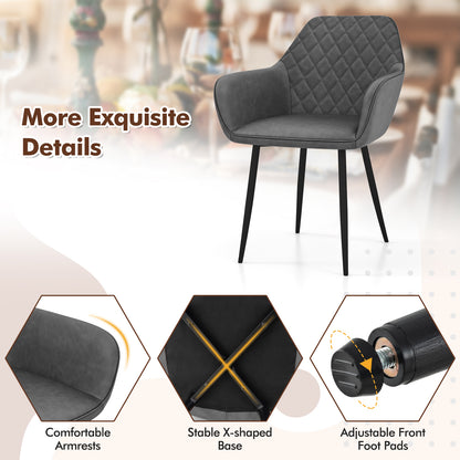 Dining Chairs Set of 2 with Curved Backrest and Wide Seat