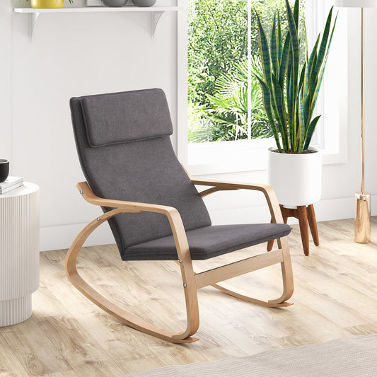 Upholstered Rocking Chair with Removable Cushion