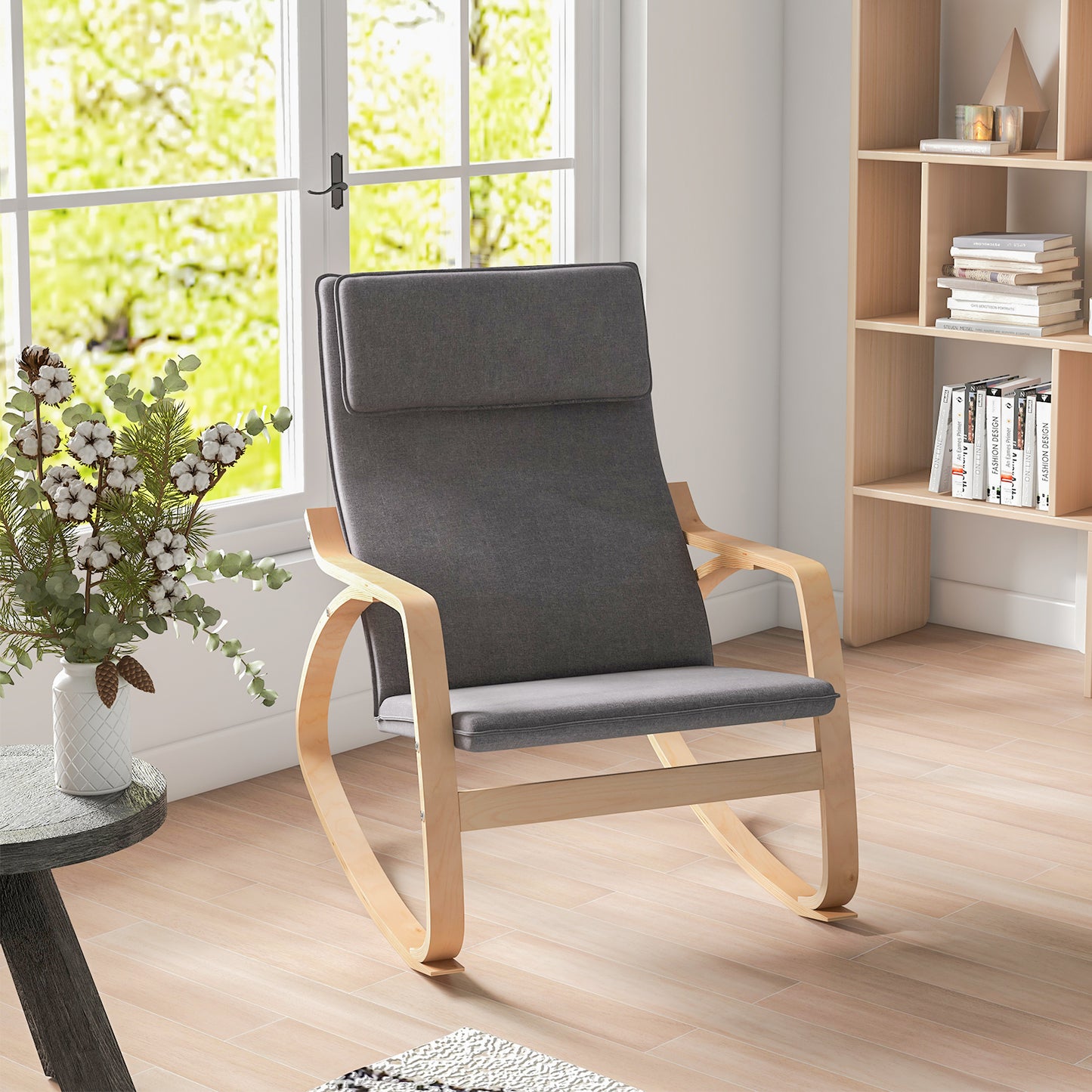 Upholstered Rocking Chair with Removable Cushion