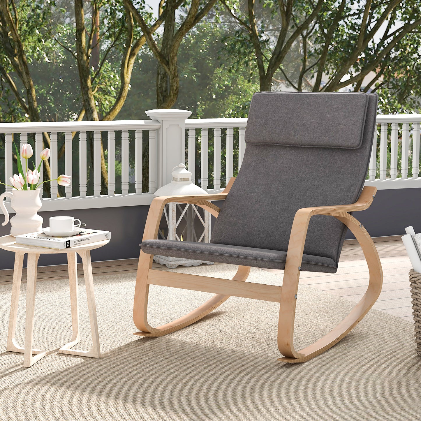 Upholstered Rocking Chair with Removable Cushion