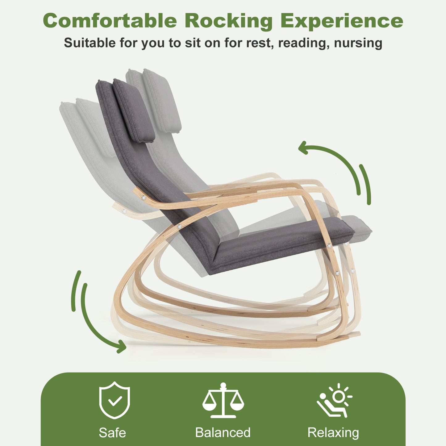 Upholstered Rocking Chair with Removable Cushion
