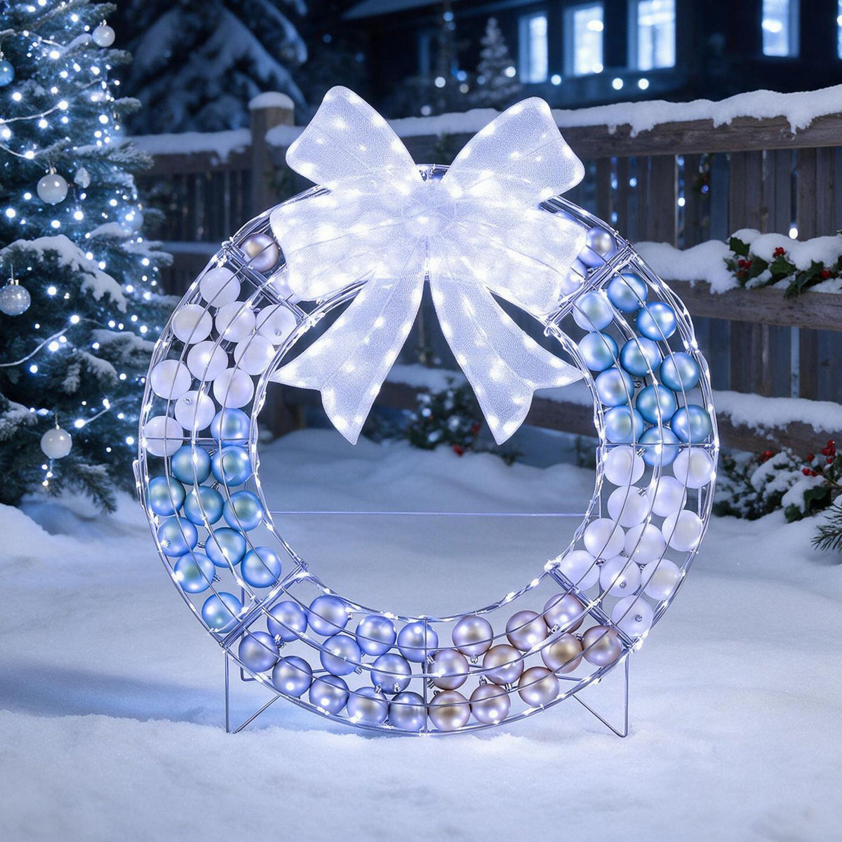 Lighted Christmas Wreath Decoration with 332 LED Lights