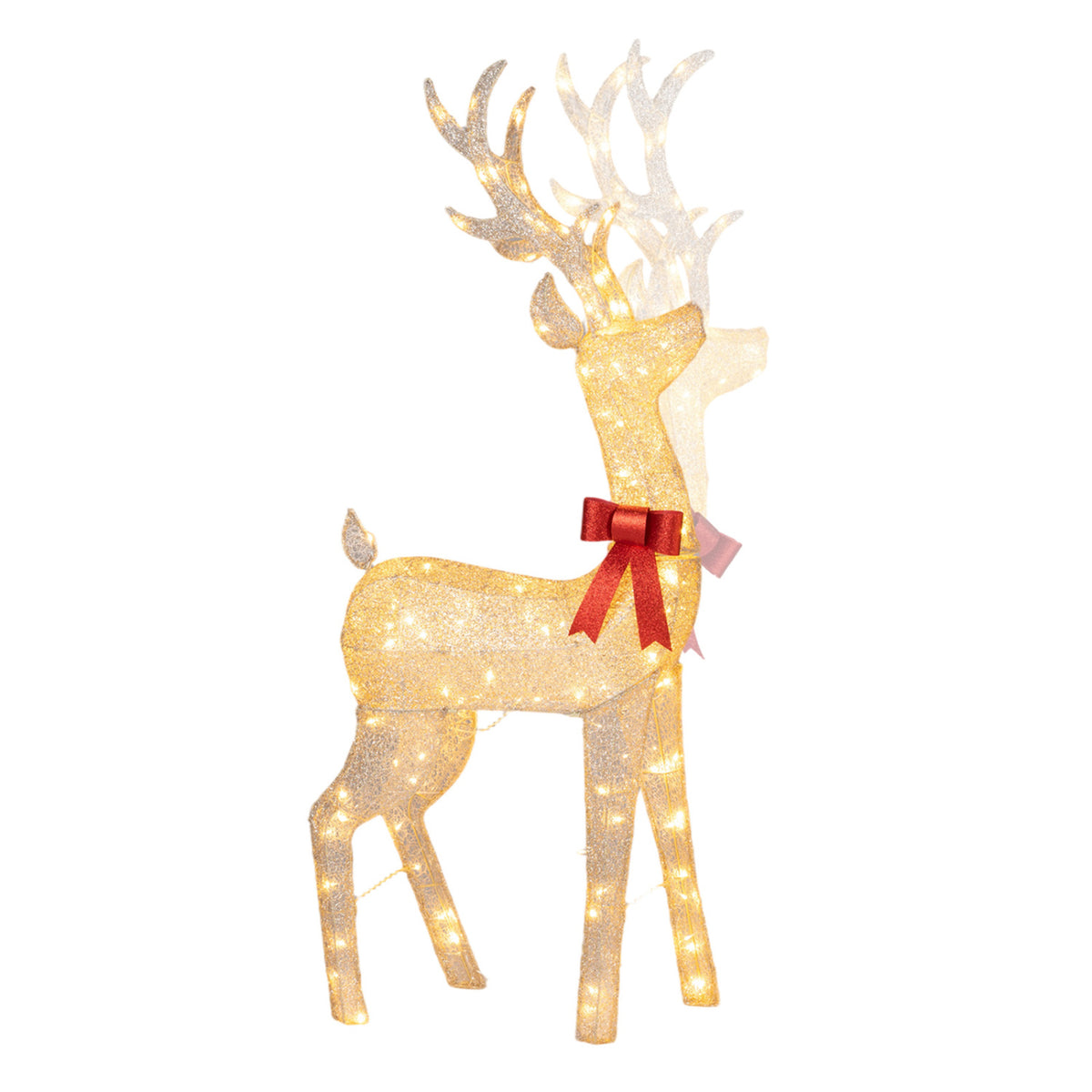 Lighted Golden Christmas Reindeer with 130 Warm Yellow LED Lights for Holiday