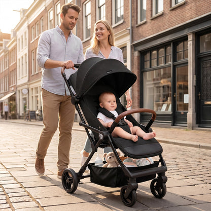 Lightweight Baby Stroller with One-Hand Folding and Canopy