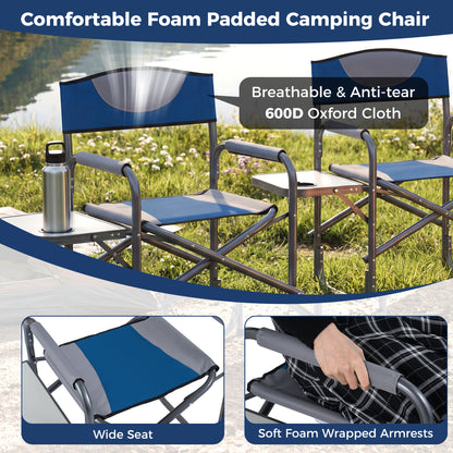 Folding Camping Chair with Side Table and Cup Holder