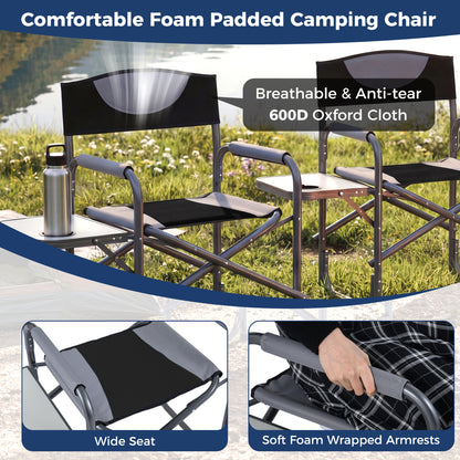 Folding Camping Chair with Side Table and Cup Holder