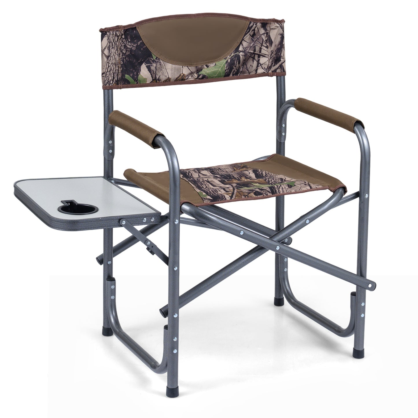 Folding Camping Chair with Side Table and Cup Holder