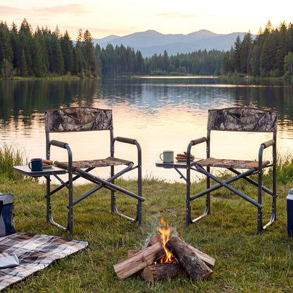 Folding Camping Chair with Side Table and Cup Holder