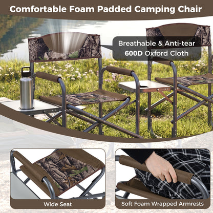 Folding Camping Chair with Side Table and Cup Holder