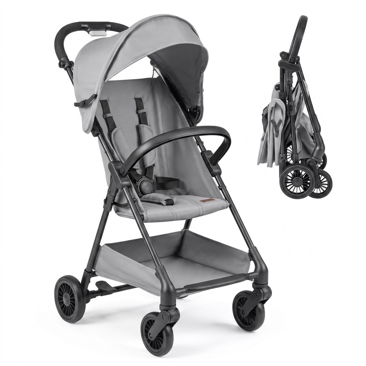 Lightweight Travel Stroller with Canopy and Storage Basket