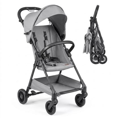 Lightweight Travel Stroller with Canopy and Storage Basket