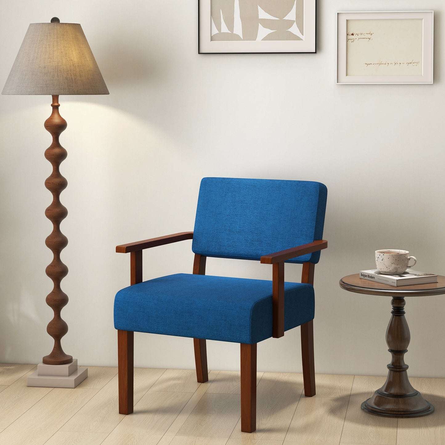 Linen Accent Chair with Padded Seat and Backrest