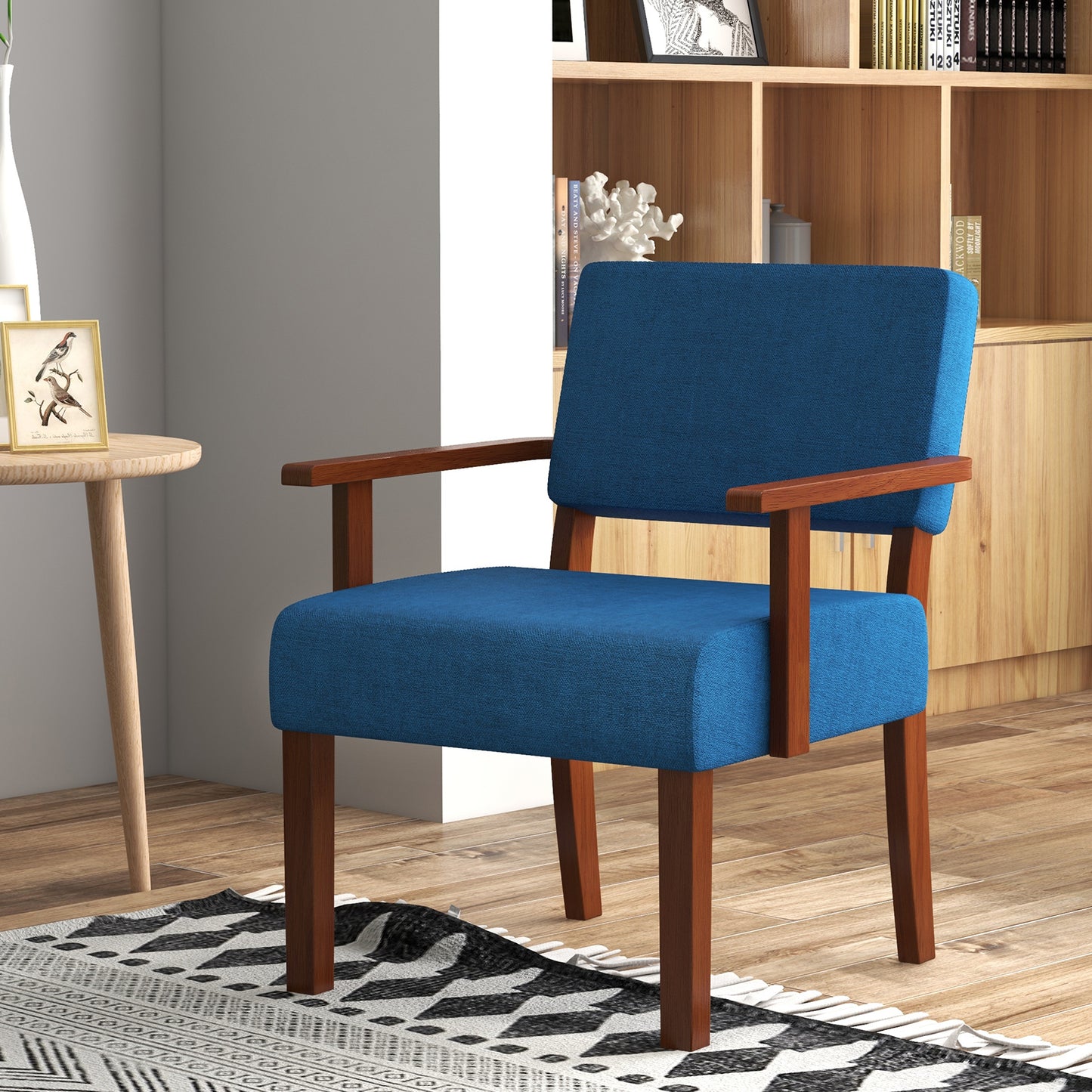 Linen Accent Chair with Padded Seat and Backrest