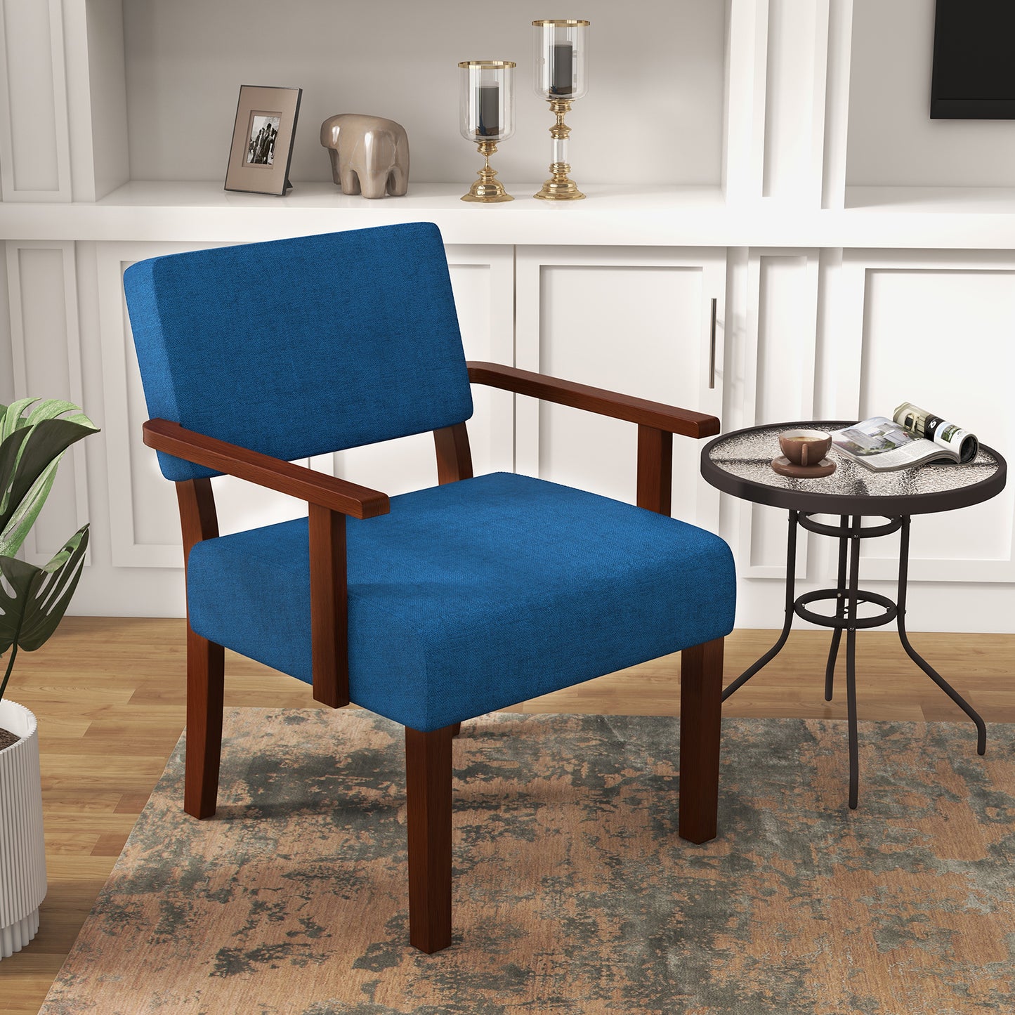 Linen Accent Chair with Padded Seat and Backrest