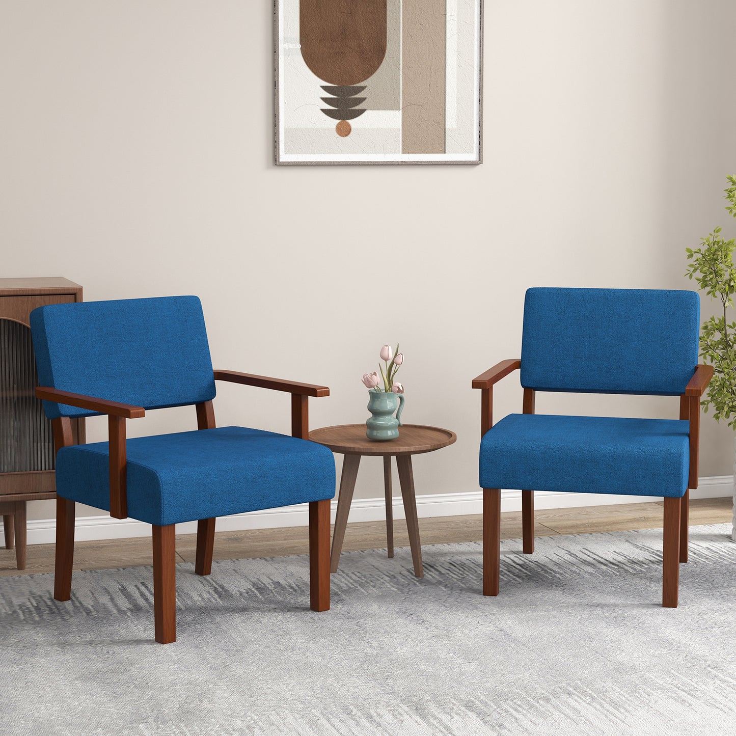 Linen Accent Chair with Padded Seat and Backrest