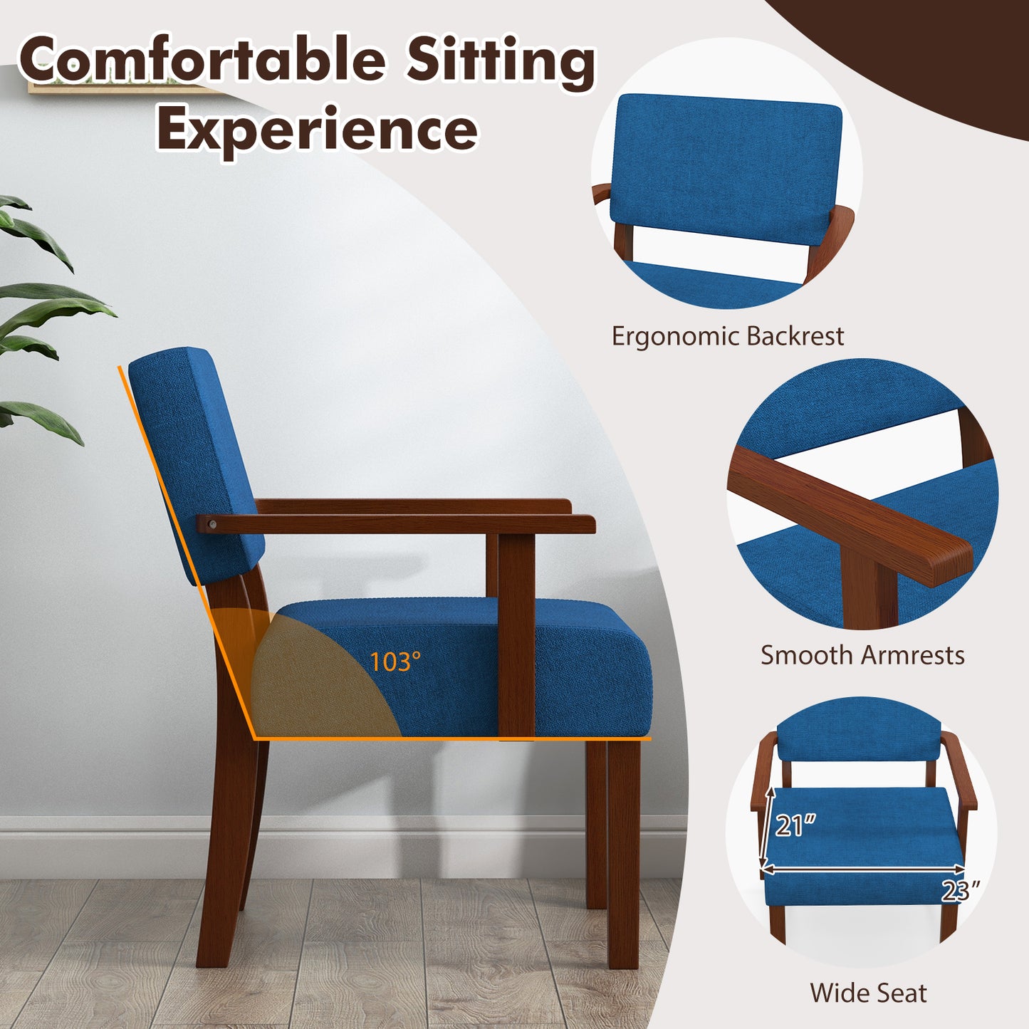 Linen Accent Chair with Padded Seat and Backrest