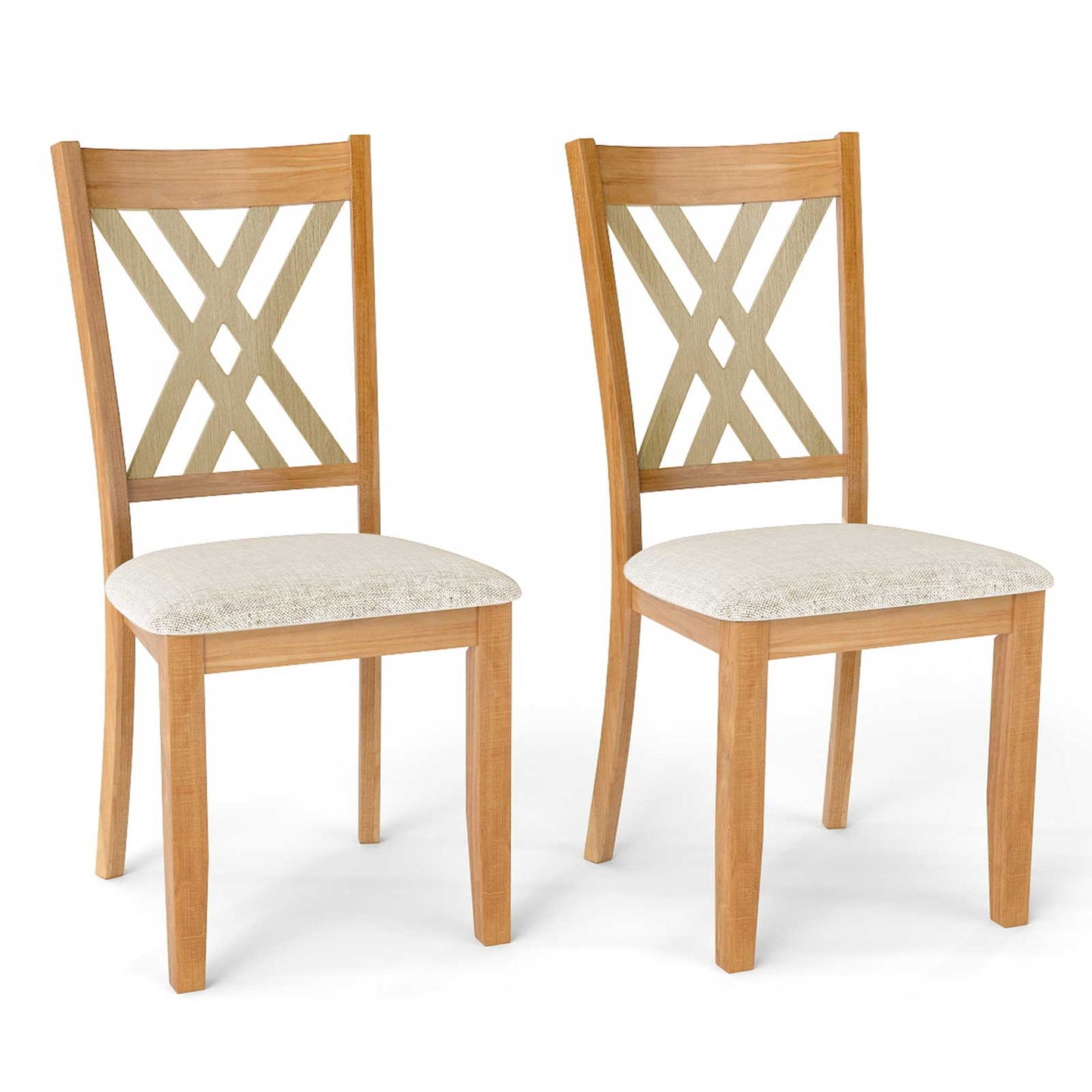 Upholstered Dining Chairs Set of 2 with Rubber Wood Frame