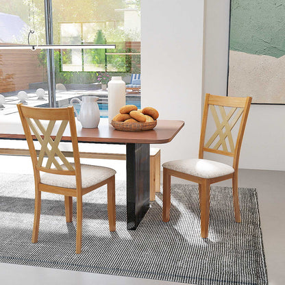 Upholstered Dining Chairs Set of 2 with Rubber Wood Frame